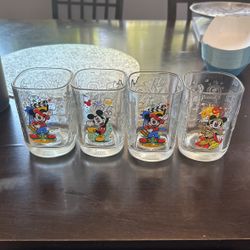 Vintage 2000 Mickey Glass Cups 