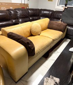 Leather sofa and chair