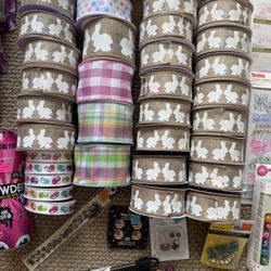 Huge Lot Of Easter And spring Ribbon 32 Rolls