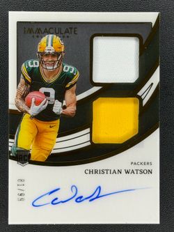 2022 Immaculate Christian Watson Signature Patches Rookie /99 Auto RC Packers