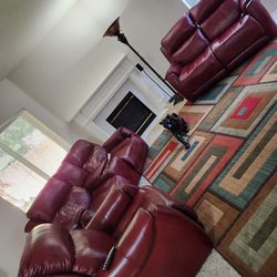 2 Loveseat and Chair Recliner Leather