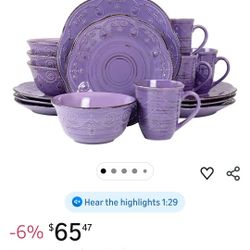 16 Piece Purple Dinnerware Set 