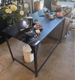 Large black and rose quartz standing desk / work table