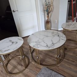 Faux Marble Top Coffee and End Tables