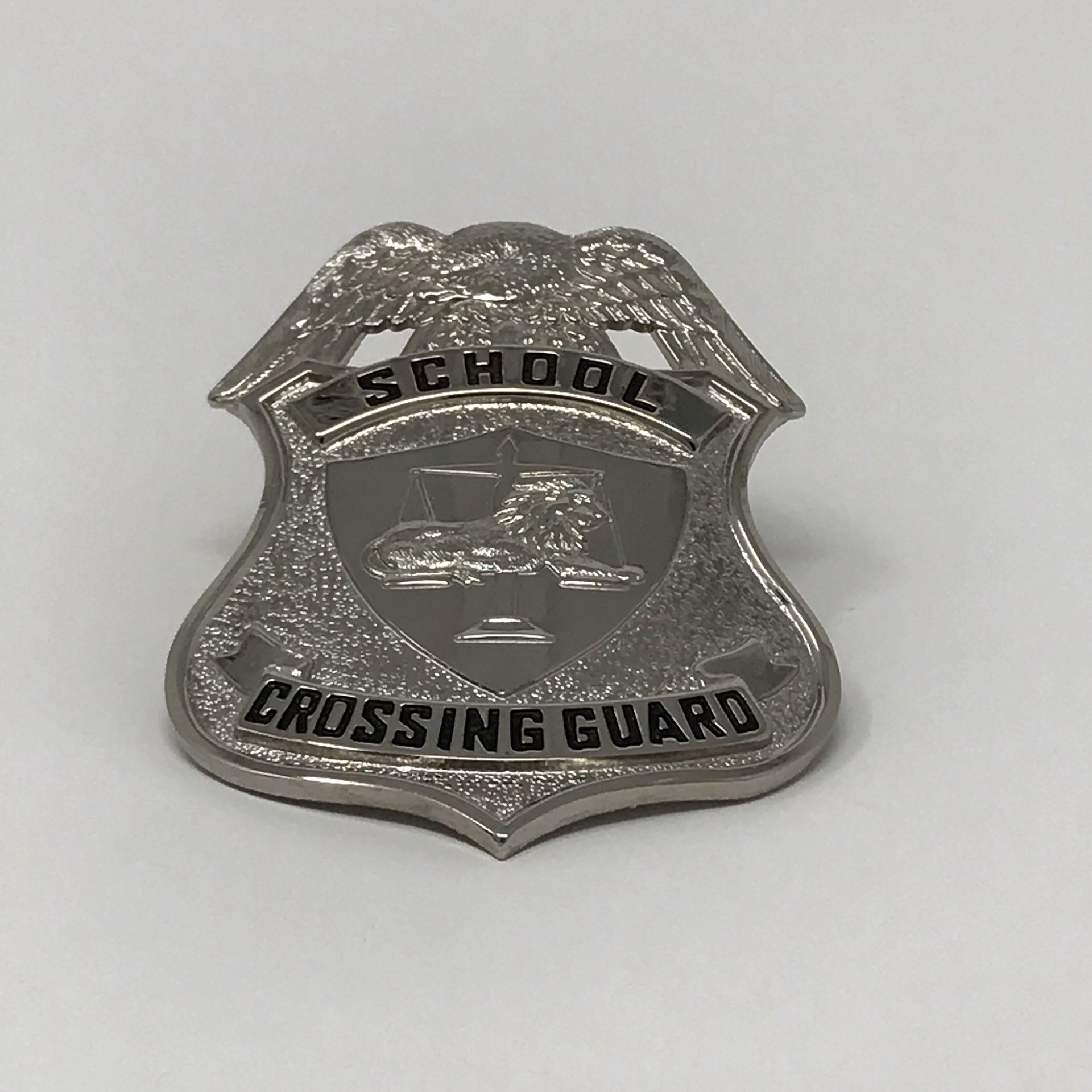 School Crossing Guard Hat Badge with Screw and Pin Attachment
