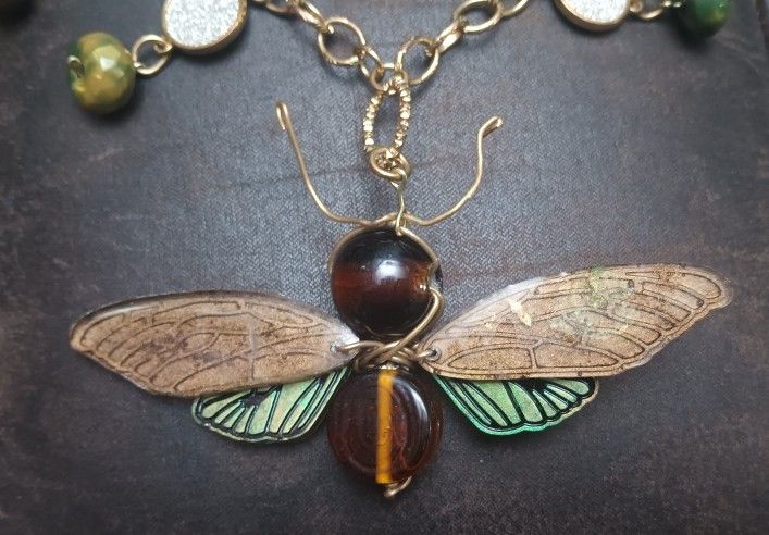 Handmade Scarab Beetle Inspired Charm Pendant Necklace