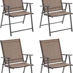 VICLLAX Patio Chairs Set of 4, Outdoor Dining Chairs for Lawn Garden Deck Backyard Porch, Brown