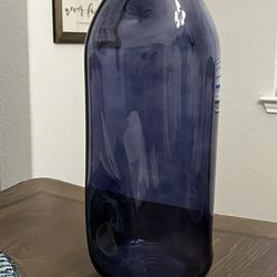 Beautiful Vintage Deep Blue Contoured Glass Vase