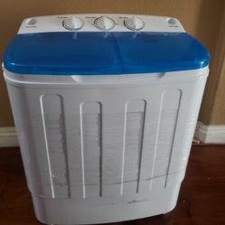 28lbs Portable Washing Machine with 18lbs Wash and 10lbs Spin, Twin Tub Washer Compact Machine with Drain Pump, Mini Portable Washer for Home, Camping
