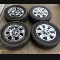 4 - 265/60r18 6x135 6x5.31 Chrome Stock Ford F-150 Expedition Rims Wheels With Good 80% Treads Tires!!!!!!!!!!!!!