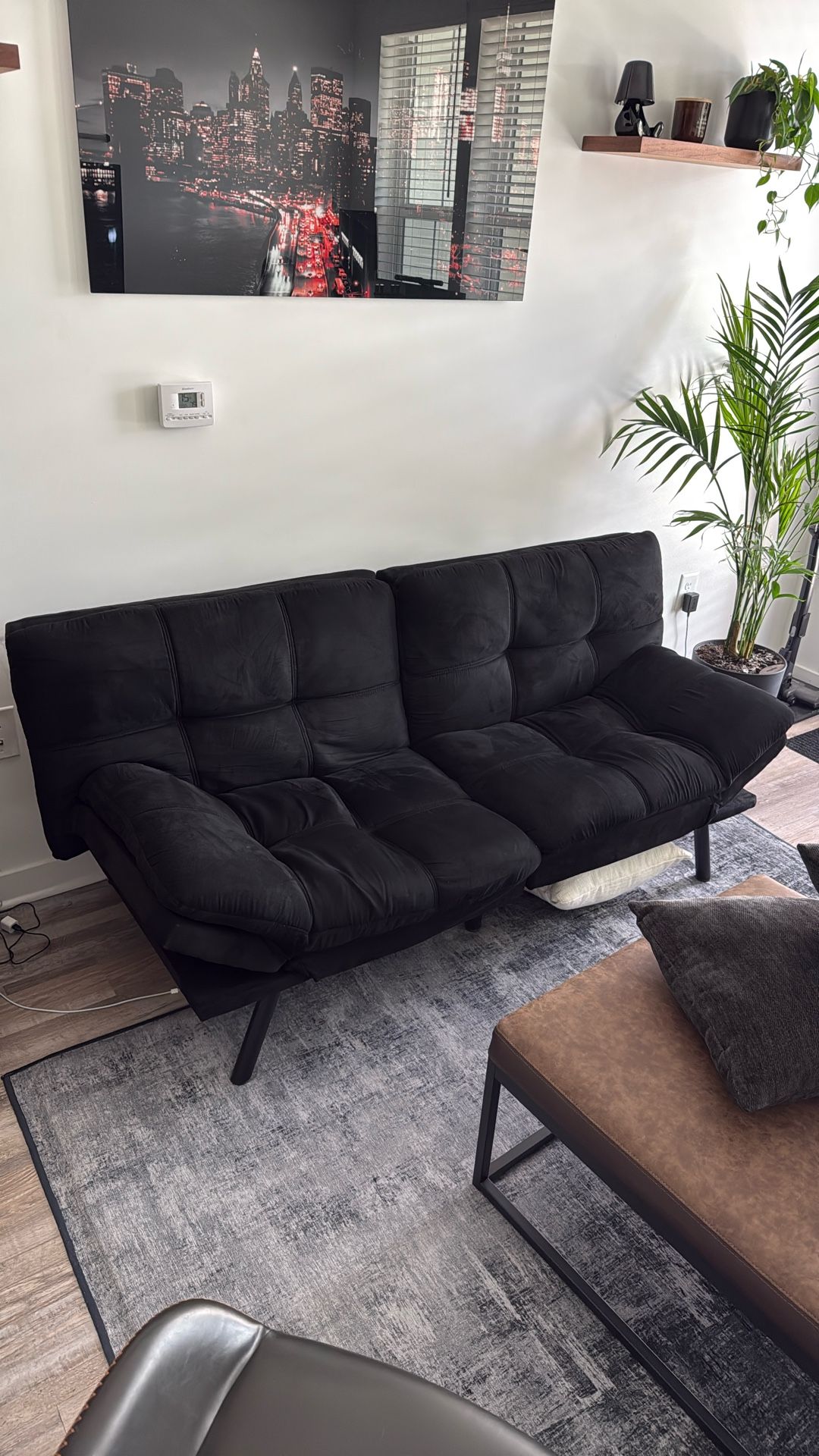 Bowie Black Micro Sofa Futon
