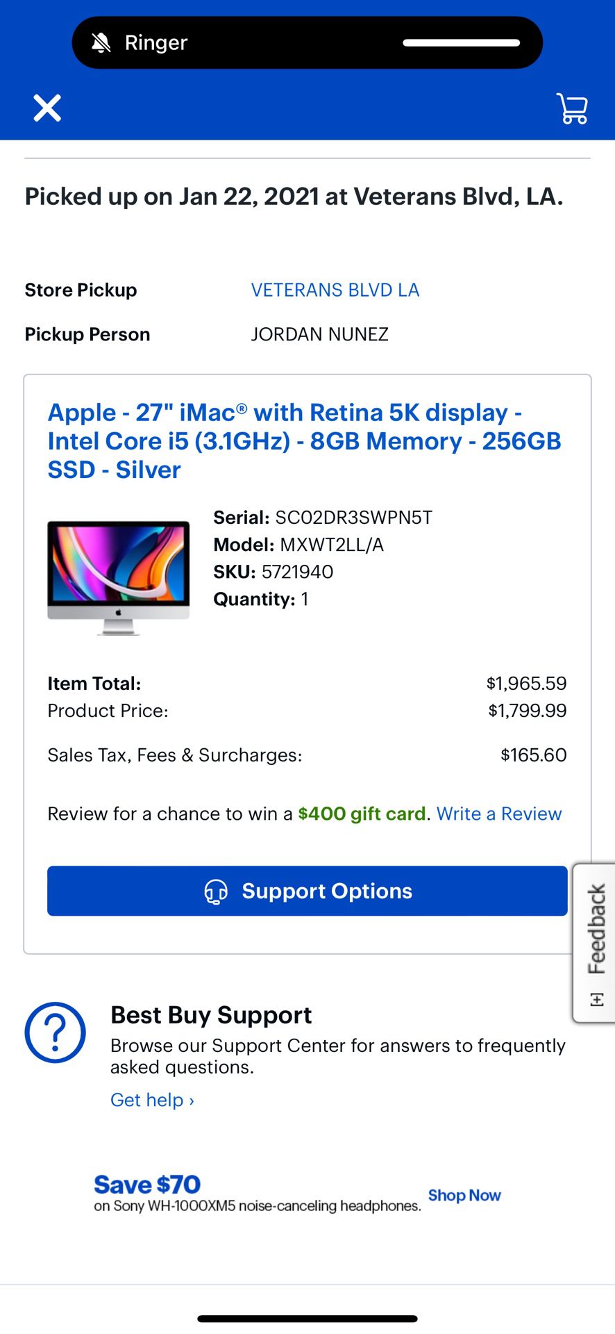 Apple 27” Desktop iMac