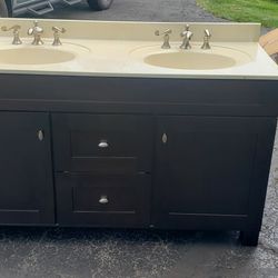 Bathroom Vanity With Double Sink W/ Newer Faucets