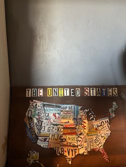 USA License Plate Map Wall Art