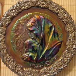 Fenton MOTHER'S DAY Madonna plate #1 amethyst carnival glass 1971  