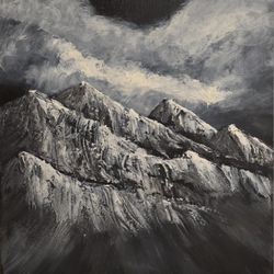 NEW Original Oil Painting Black & White Canvas Wrap 14 X 11