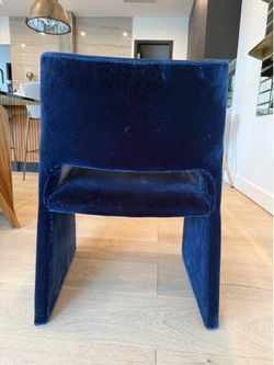 Foley Navy Faux Mohair Dining Armchair - CB2