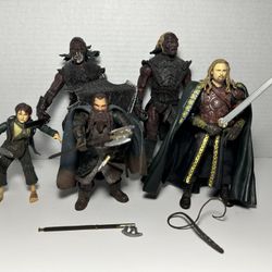 2003 Lord Of The Rings Eomer Ceremonial armor, Gimli, Pippin, Uruk-hai