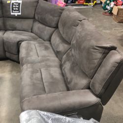 Gray Sectional Couch With Electric Reclining Seat