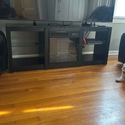 58” Tv Stand With 18” Fireplace W/ LED Lights 