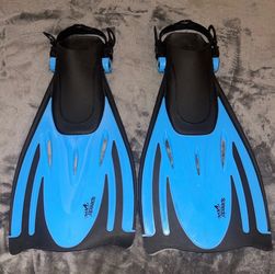 Speedo Dive Swim Fins Adult Sz S/M 4.5-8.5 Blue/Black