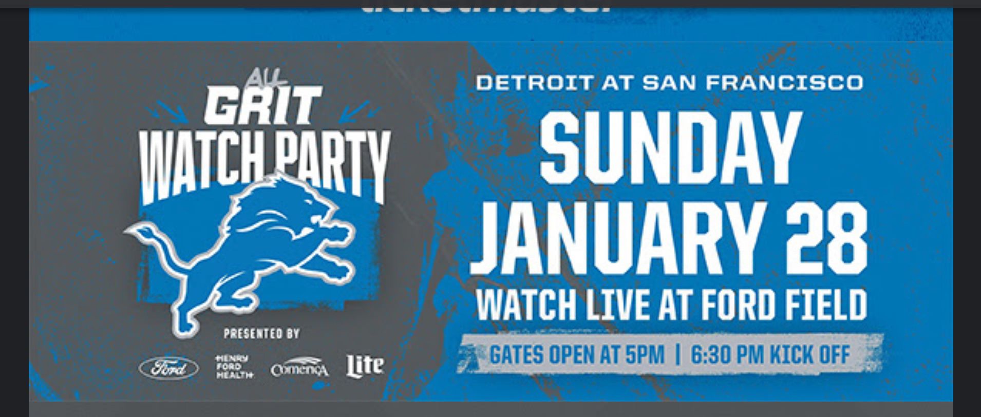 Watch Party Single Ticket FORD Field 