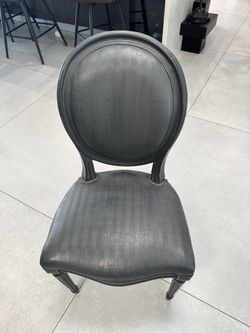 Set of 8 Dark Grey French Medallion Upholstered Dining Chair