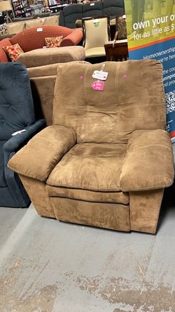 (In Store) Large brown faux suede recliner chair