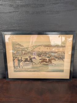 Framed F.C. Turner "Leamington Grand Steeple Chase, 1837" Lithograph Print