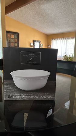 Everyday Home Essentials Large Stoneware Beaded Serving Bowl