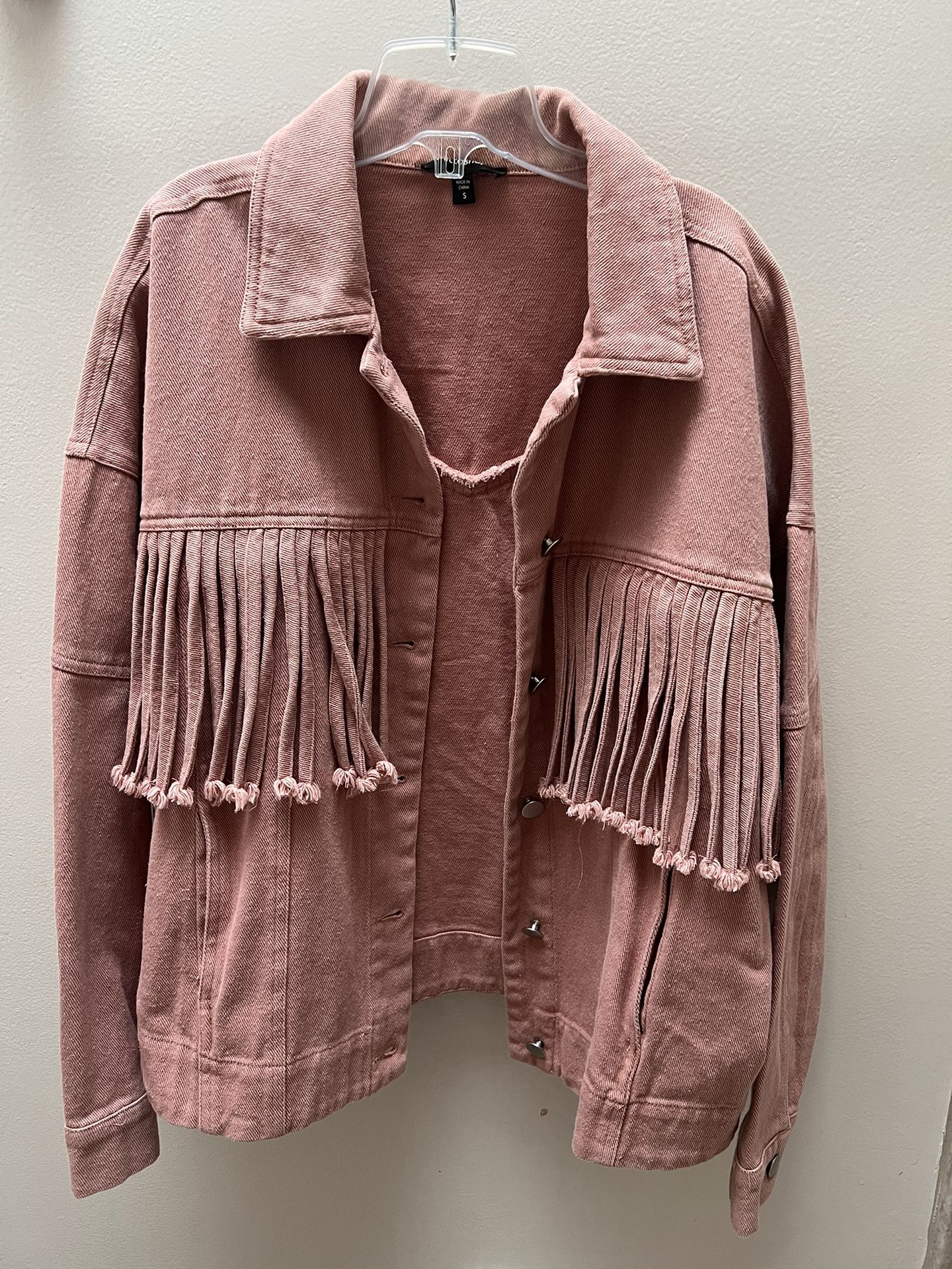 Fringed Blush EUC Jean Jacket 