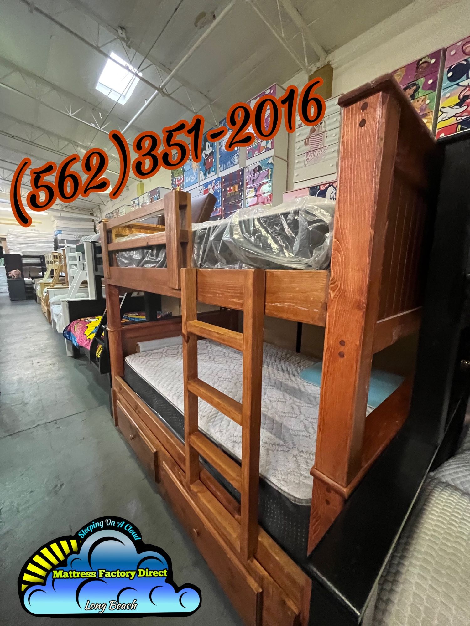 Triple Full Size Bunk Bed With Mattresses Included New Cama 