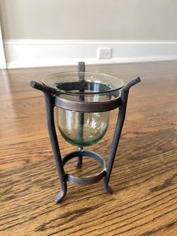 DINNER CANDLE AND HOLDER RETRO COOL FAR OUT ROUND ROMANTIC8"T X 5"D