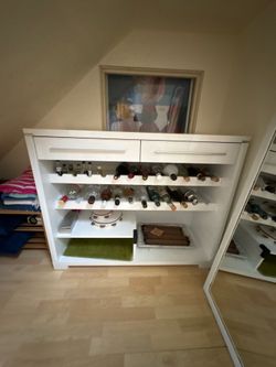 Must go by June 14! **White high gloss bar cabinet / wine storage – great condition**