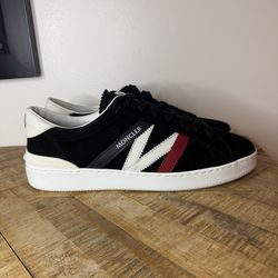 Moncler Men's Monaco M Leather Low-Top Sneakers Black