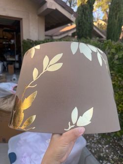 Brown Fabric Lamp Shade with Leaf Pattern