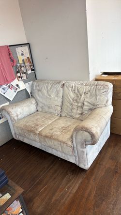 White washed painted love seat