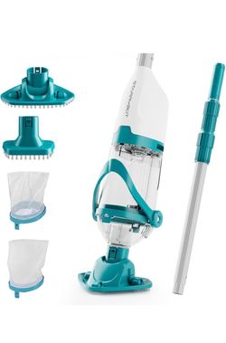 Hot Tub Vacuum, Handheld Above Ground Pool Vacuum with Pole Designed for spas and above-ground pools, 13.2 Gals/Min Powerful Suction, brush heads, and