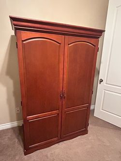 Cherry Wood Double-Door Armoire