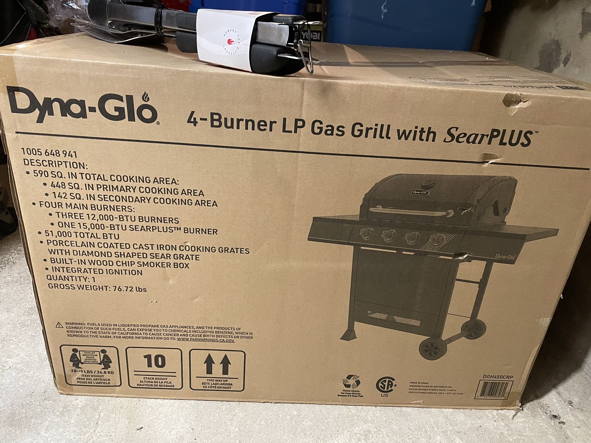 Dyna-glo 4 Burner LP Gas Grill With SearPlus Burner