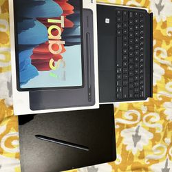 Samsung Galaxy Tab S7 with S-pen, keyboard, Charging Cable, Charger and Back cover with support