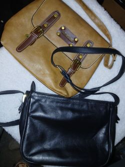 Two Crossbody Bags Tan and Black Leather