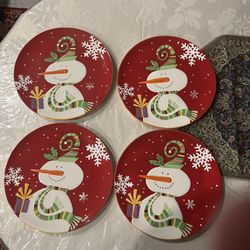 Set of 4 Jolly Holiday Snowman dessert plates, 9.25” from Pier 1 Imports