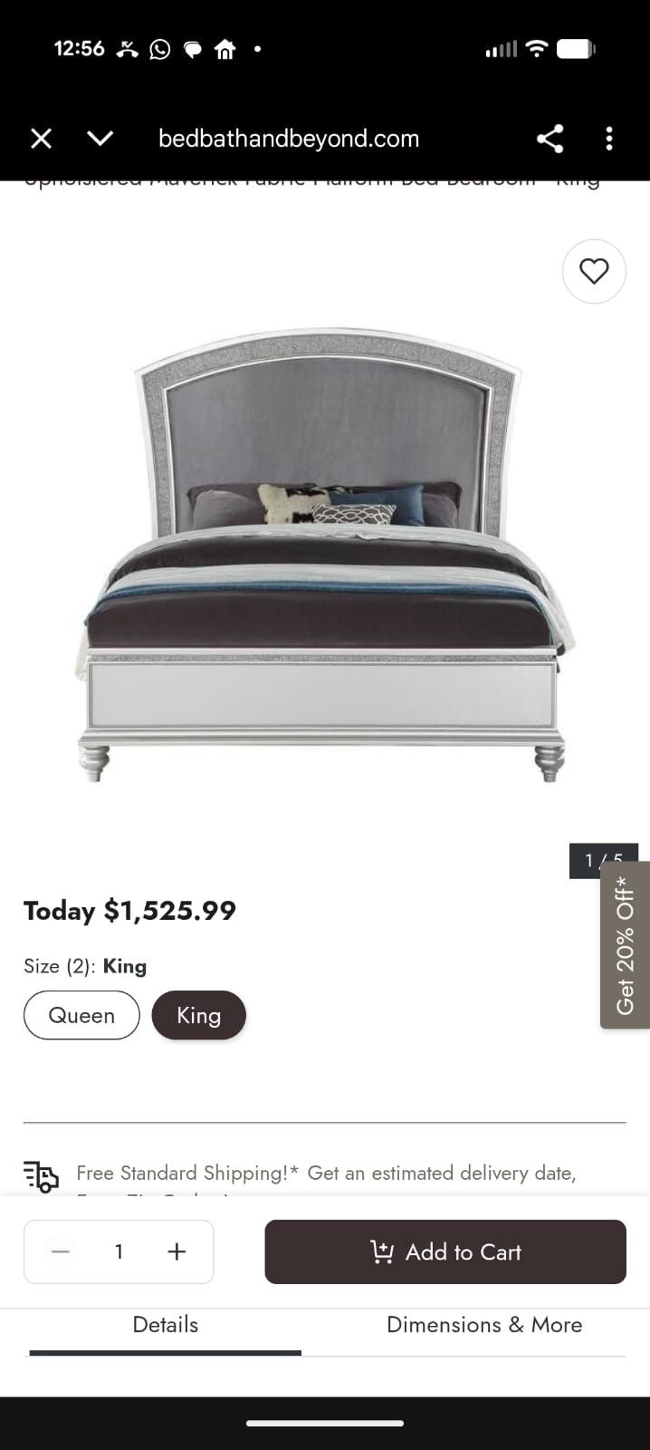 King Size Bed With Sparkling Rhinestones Inlay