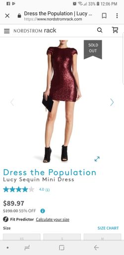 Gorgeous dress the population ruby red sequins dress size M