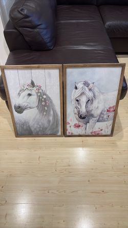 2 Framed Horse Pictures.