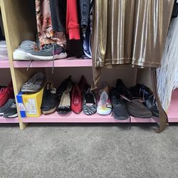 Clothes, shoes, art work