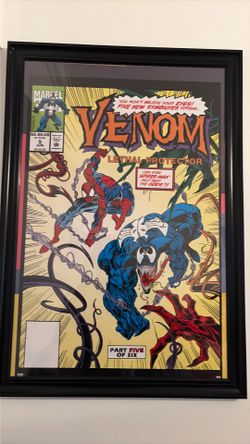 Framed Marvel Venom: Lethal Protector Wall Art – Spider-Man Comic Cover