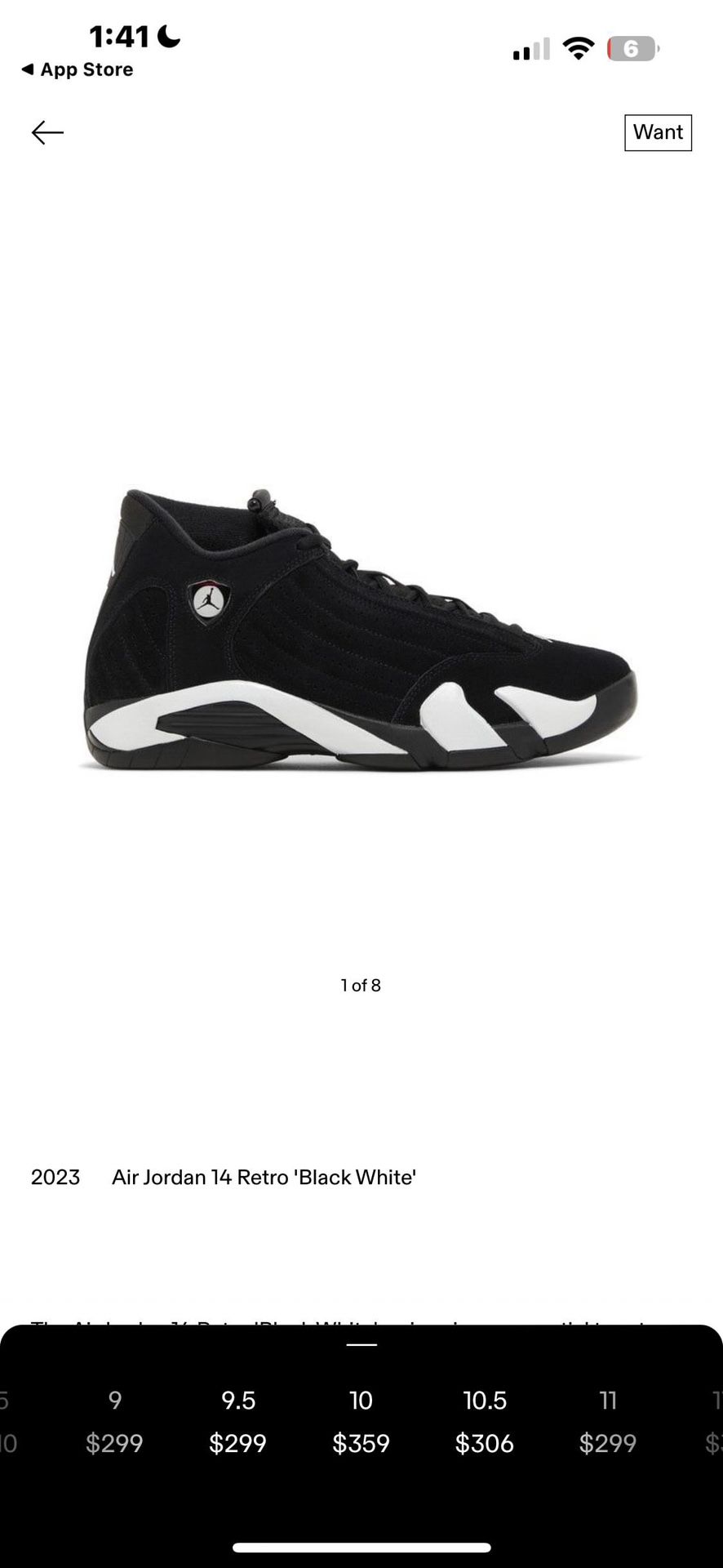 Air Jordan 14 Retro 'Black White'