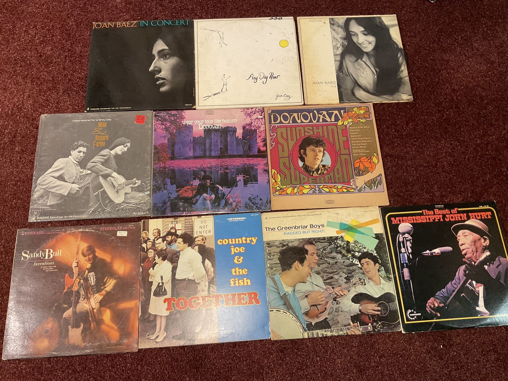 10 Vintage FOLK MUSIC Vinyl Records